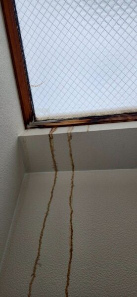 堺市にて雨漏り修理〈賃貸物件・天窓からの雨漏りの施工前写真